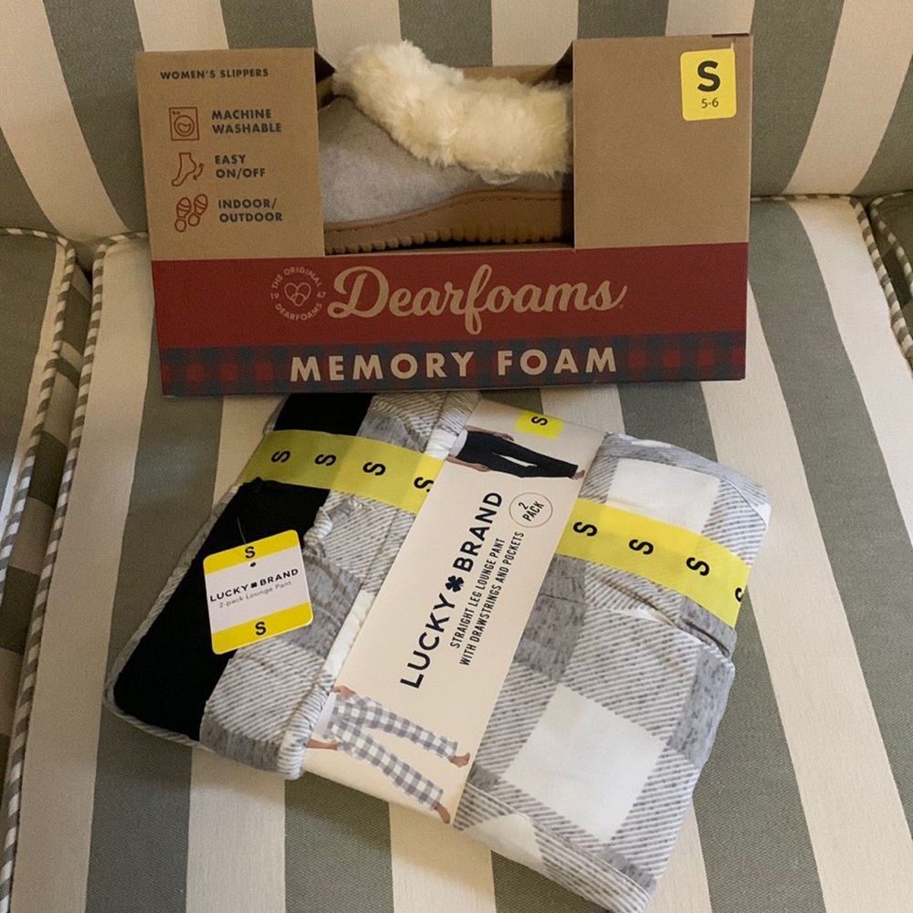 Lucky Brand lounge pant 2 pack + Dearfoams, women, size small